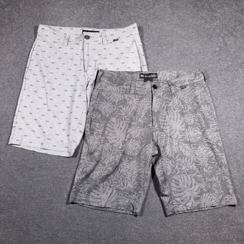 Travis Mathew Shorts Men 30 Gray Patterned Stretch Golf Casual Bundle 2 Pair